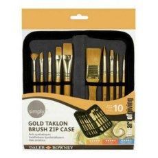 Daler Rowney- Gold Taklon Brush Zip Case 10 Pack