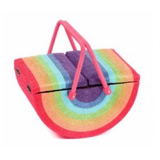 Sewing Box: Wicker Sewing Box Twin Lid - Rainbow