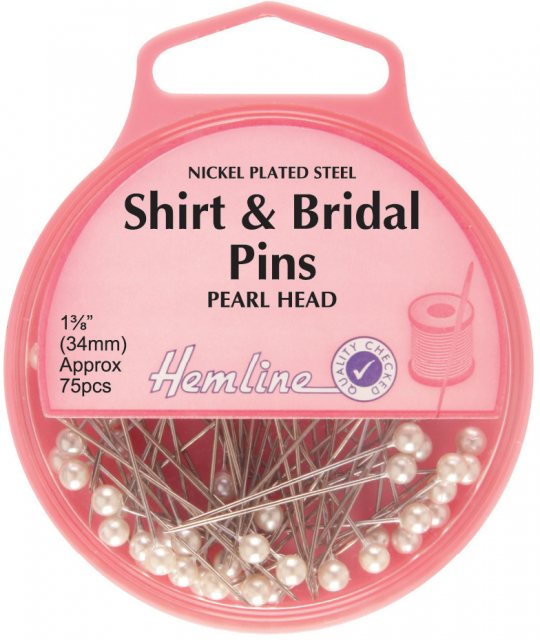 Hemline Shirt and Bridal Pins: Nickel - 34mm, 75pcs