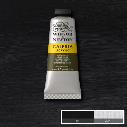 Galeria Acrylic Colour W&N GALERIA 60ML IVORY BLACK - Series 1